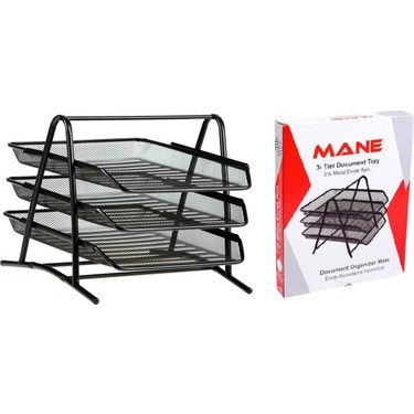 Mane 3'lü Metal Evrak Rafı